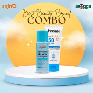 SkinO Refreshing Micellar Cleansing Water 100ml with Innsaei Lightweight UV Sunscreen 50ml Combo